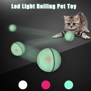 Smart Interactive Pet Toy Ball Automatic Rolling USB Rechargeable Led Light Pet Toy Training Home Cat and Dog Toy Glowing Balls